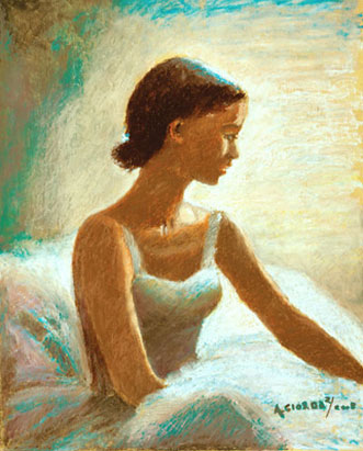 Ballerina seduta in controluce - pastello